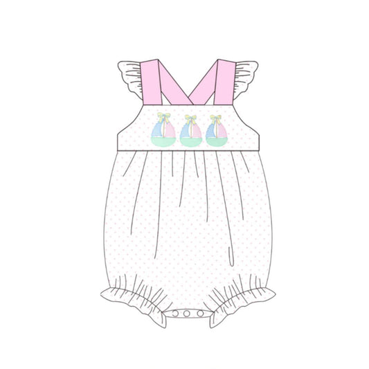 3.6 SR4102 Pre Order No moq Baby Girls Summer Pink Polka Dots Boats Ruffle Rompers