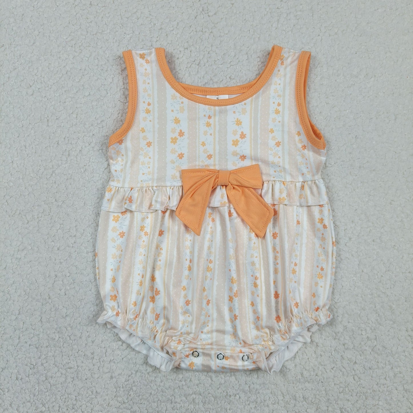 SR4122 RTS NO MOQ （In stock）Sleeveless floral bow ruffle baby girls summer bubble