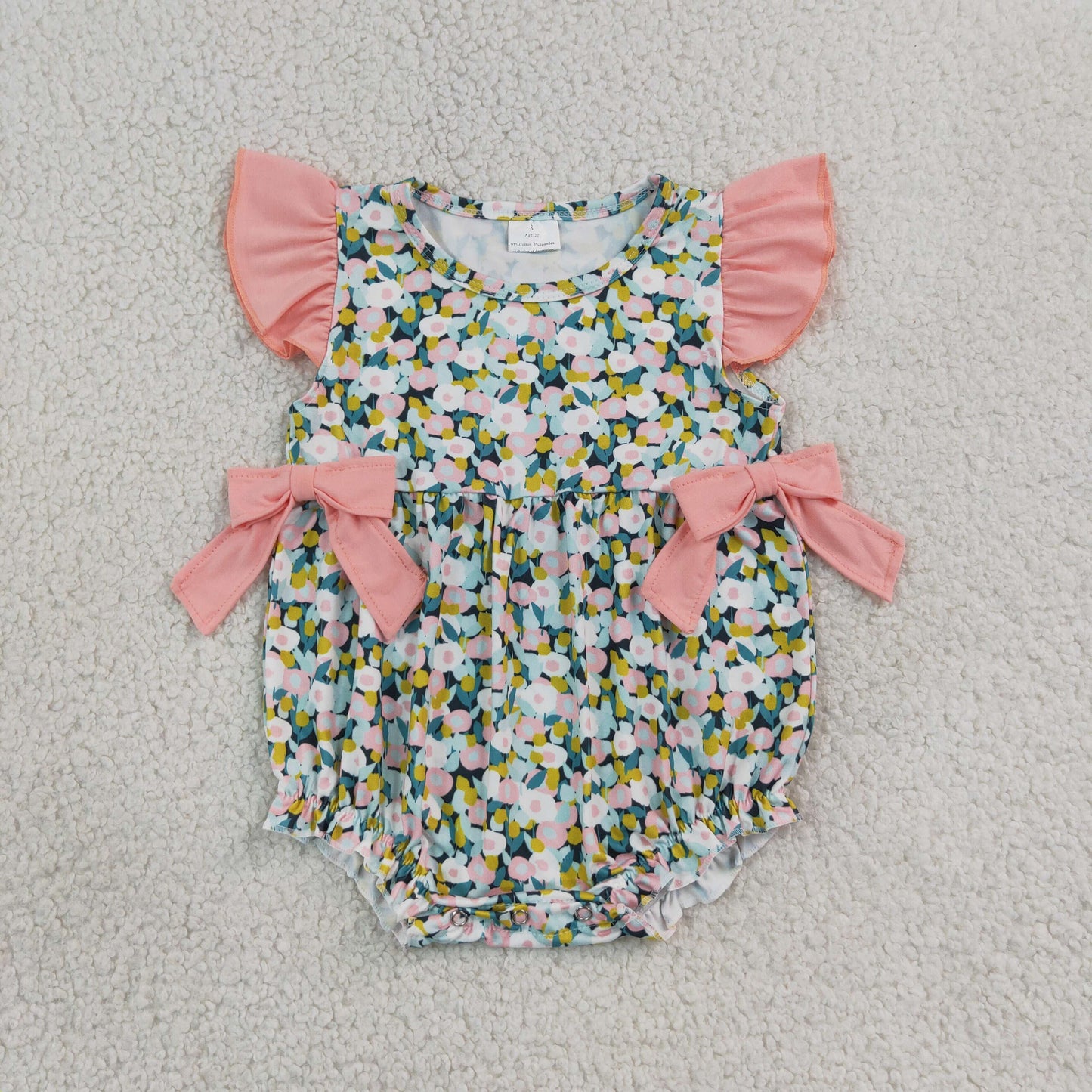 RTS Sibling Baby Girls Colorful Floral Flutter Sleeve Ruffle Romper