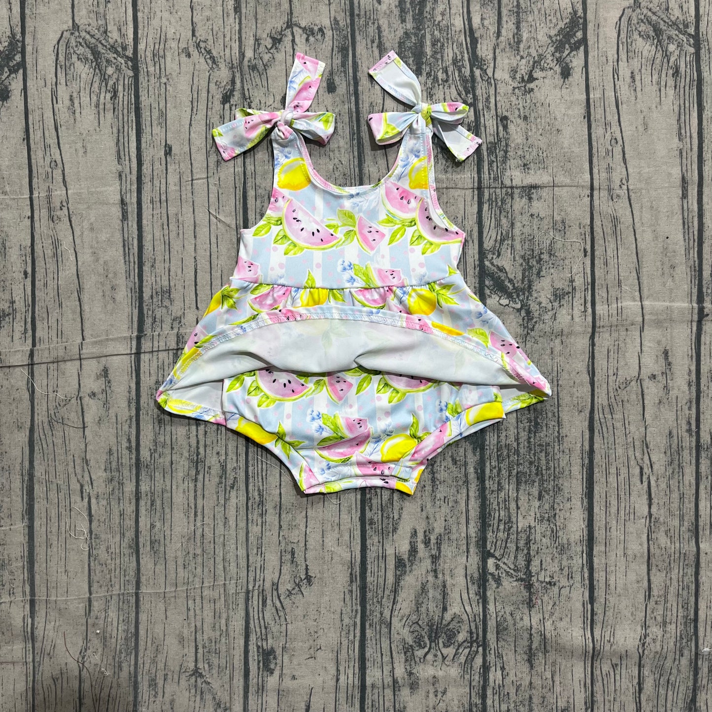 5.9 SR4135 Sample No Moq Baby Girls Strap Watermelon Lemons Tunic Ruffle Rompers