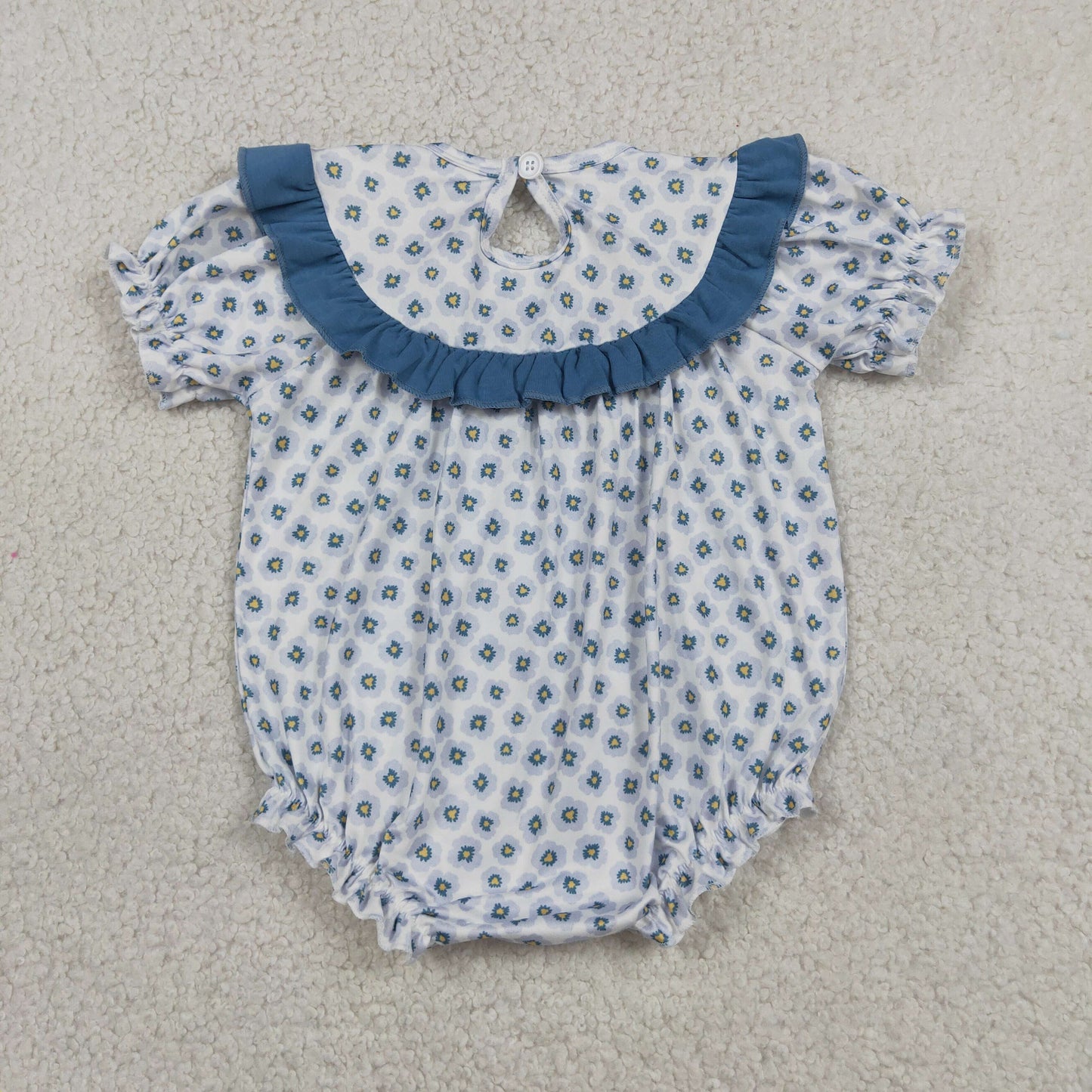SR4141 RTS NO MOQ （In stock）Daddy's girl smocked floral short sleeves baby girls romper