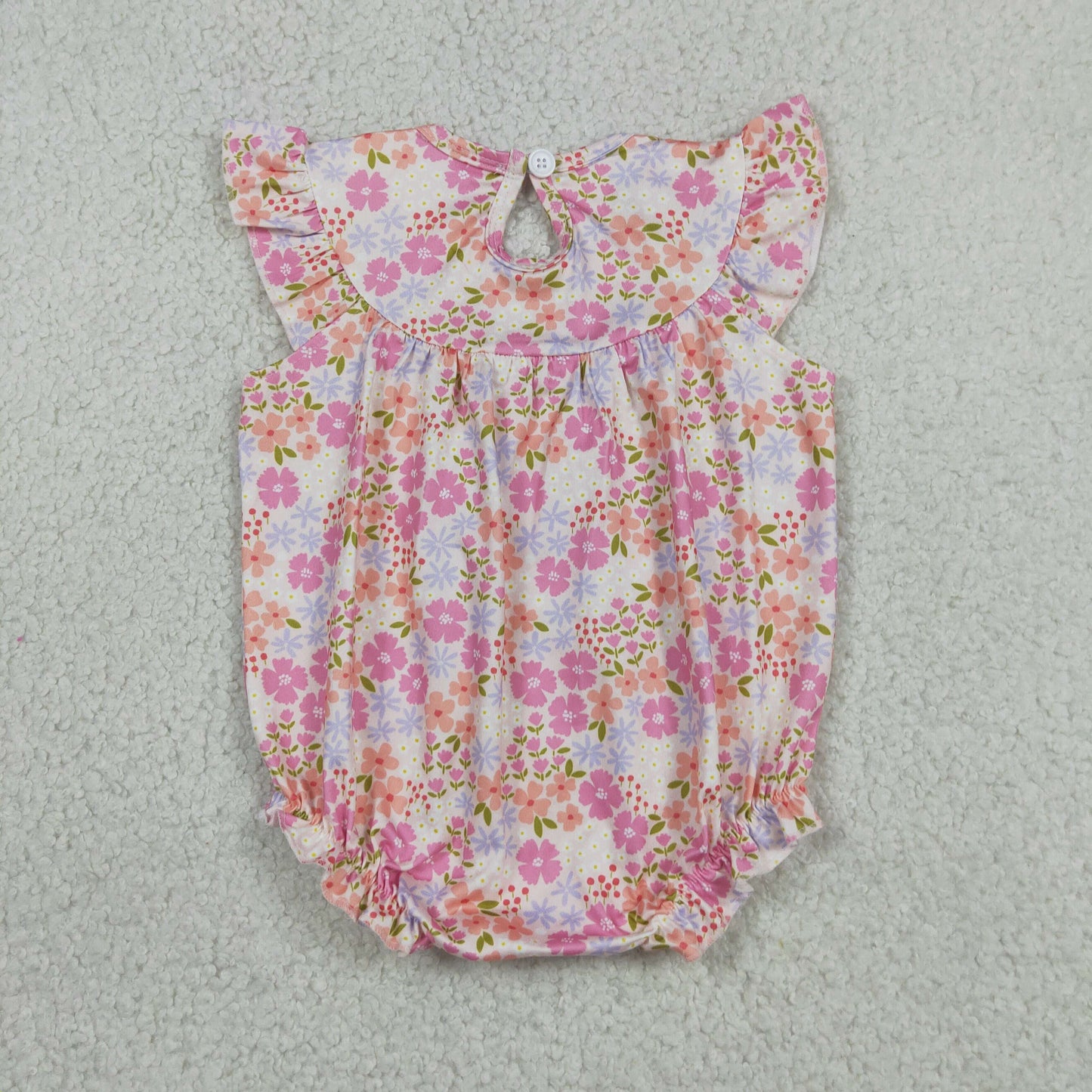 SR4142  RTS NO MOQ （In stock）I love dad smocked pink floral baby girls summer romper