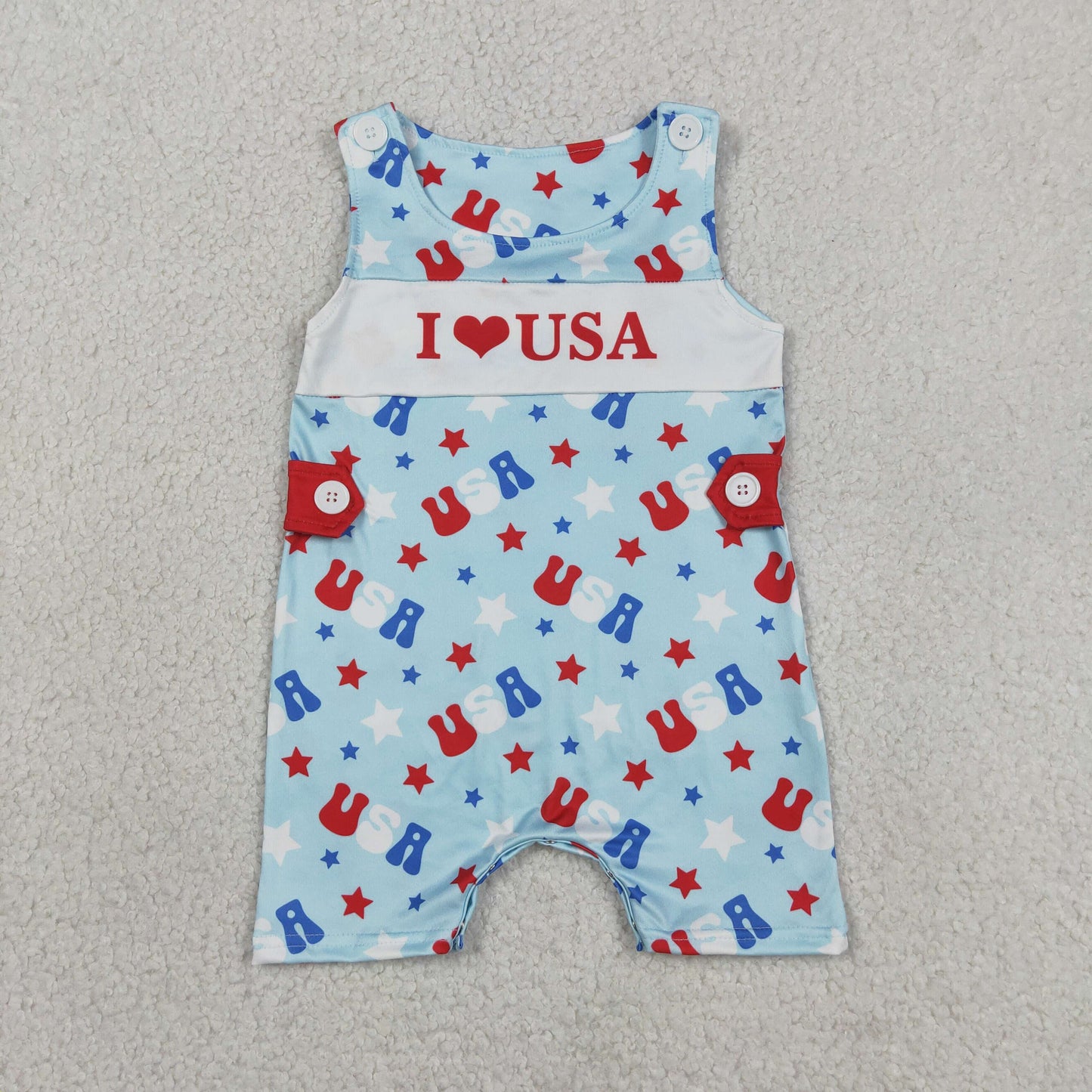 RTS Sibling Short sleeves I love USA top shorts kids 4th of july outfits and romper