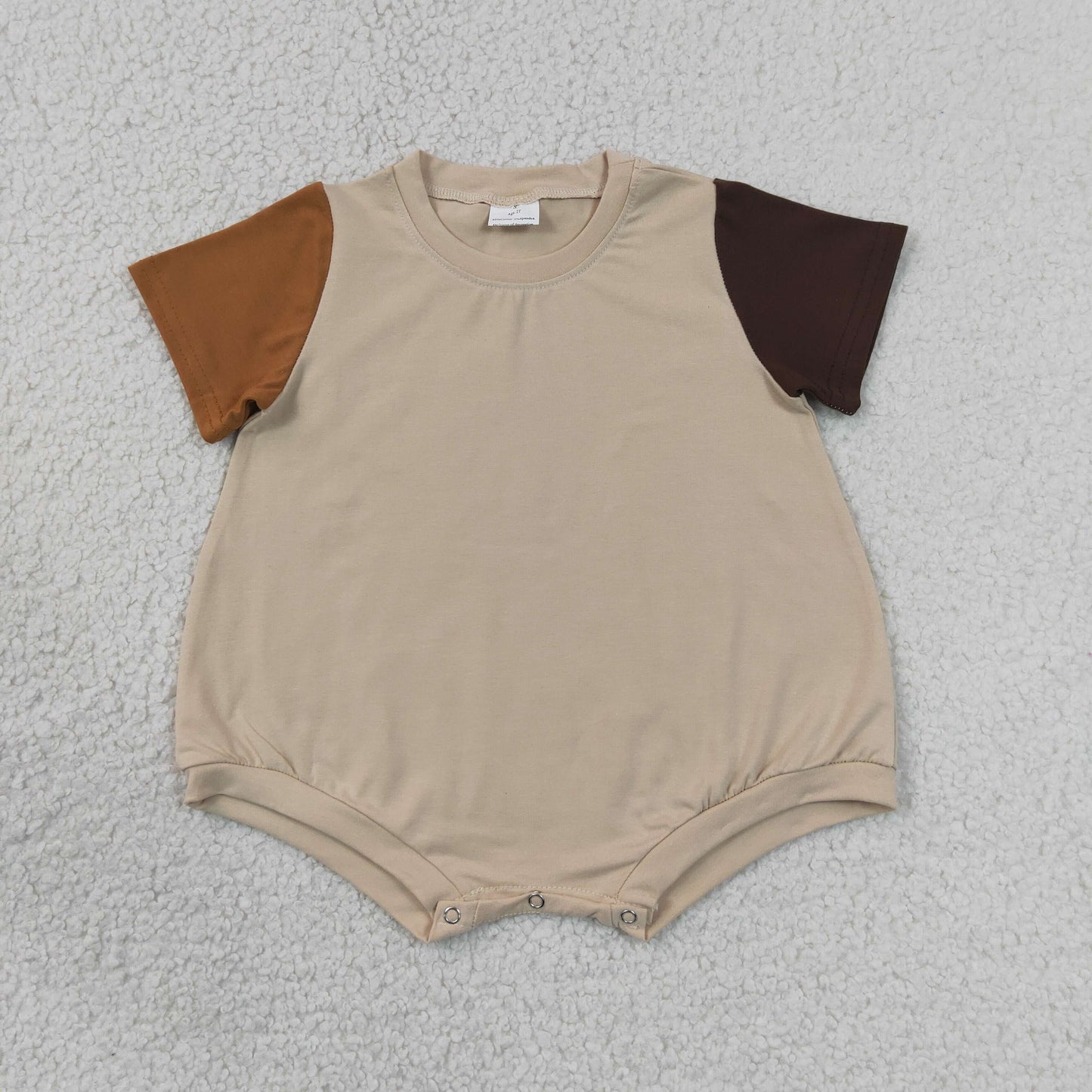 SR4157 RTS NO MOQ （In stock）Baby Boys Khaki Patchwork Short Sleeve One Piece Romper