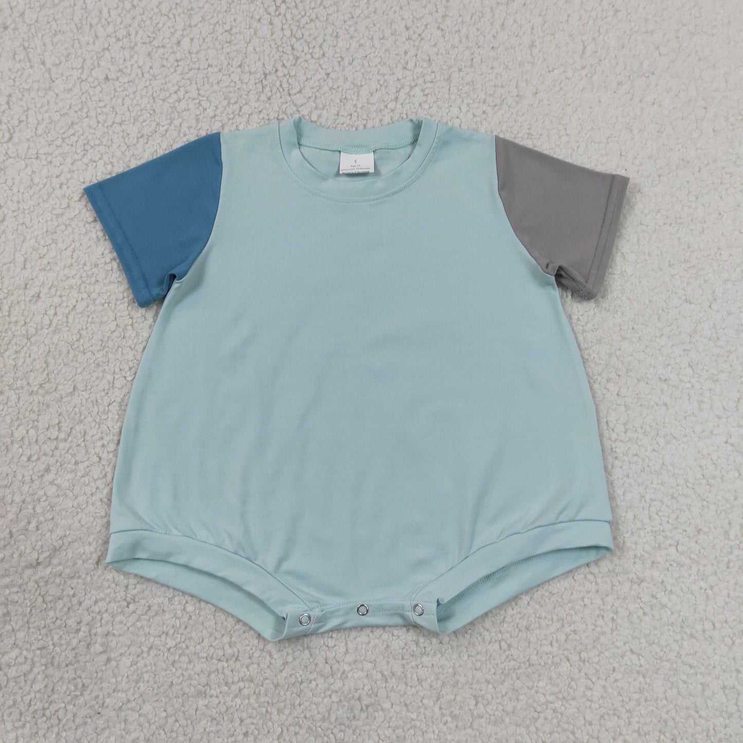 SR4158 RTS NO MOQ （In stock）Baby Boys Khaki Patchwork Short Sleeve One Piece Romper