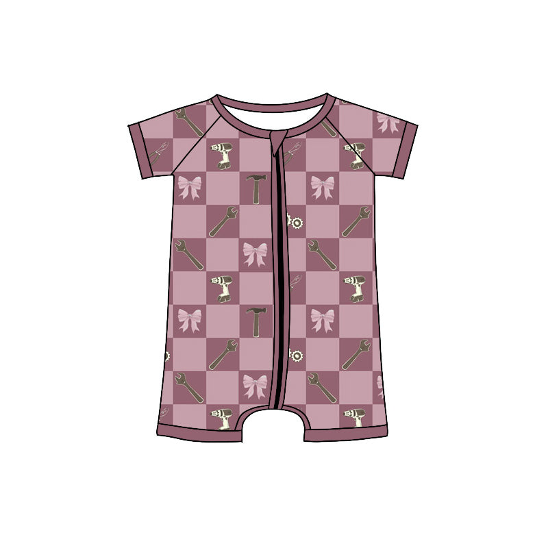 4.8 Pre order No Moq Baby Boys Checked Tools Top Short Pajamas Clothes Set and romper