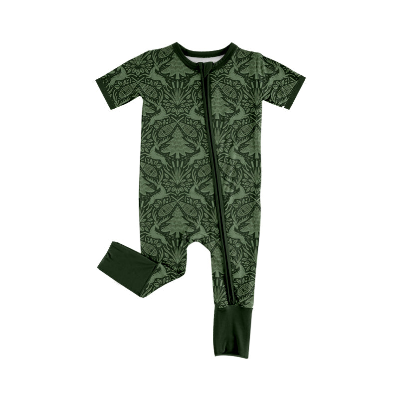 4.15 Pre Order No moq Woodland Baby boys Footed Zip Pajamas