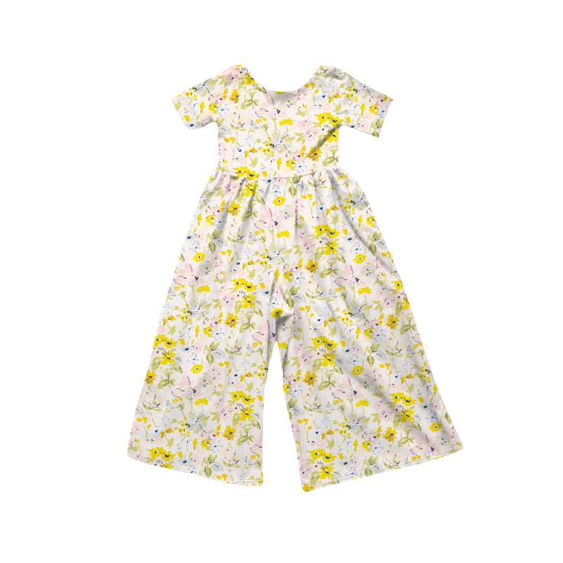 4.16 Pre order No Moq Baby Girls Short Sleeve Colorful Flowers Jumpsuits