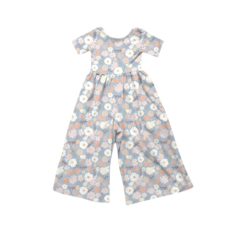 4.16 Pre order No Moq Baby Girls Short Sleeve Colorful Flowers Jumpsuits