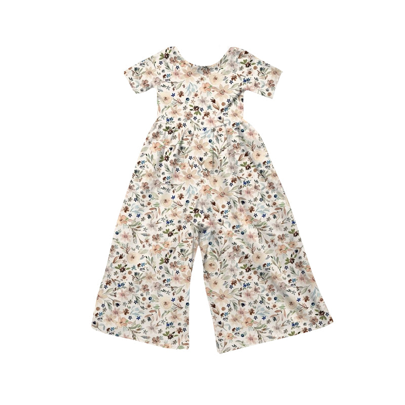 4.16 Pre order No Moq Baby Girls Short Sleeve Colorful Flowers Jumpsuits