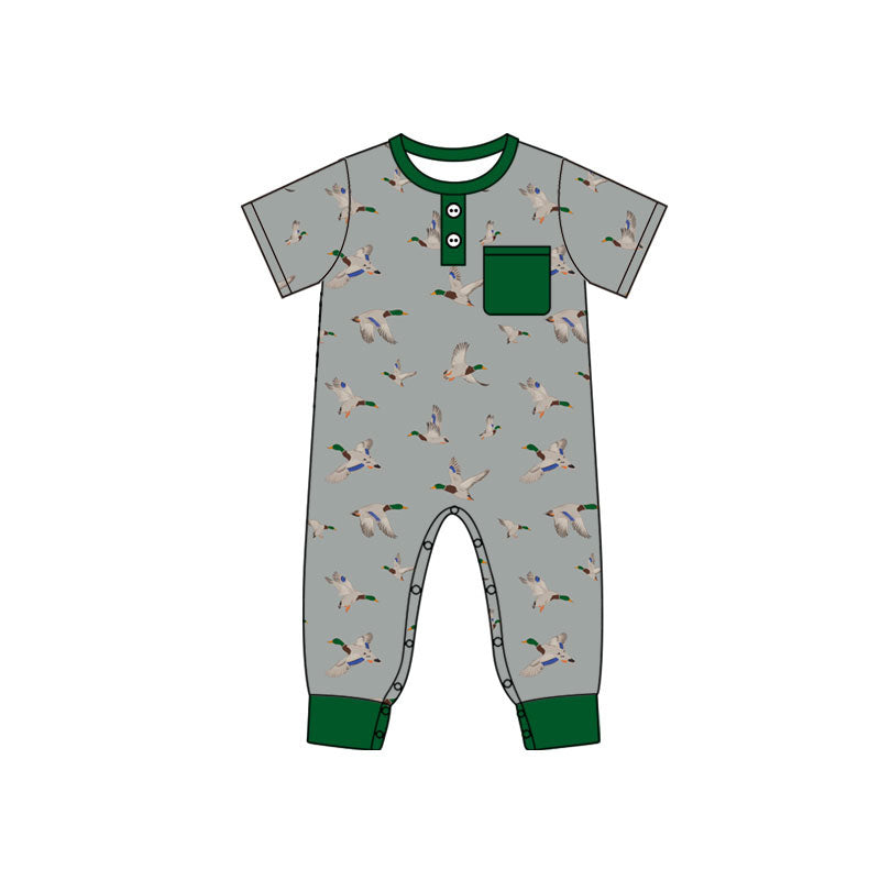 4.17 Pre Order No moq Baby Boys Short Sleeve Golf Button Pocket Rompers