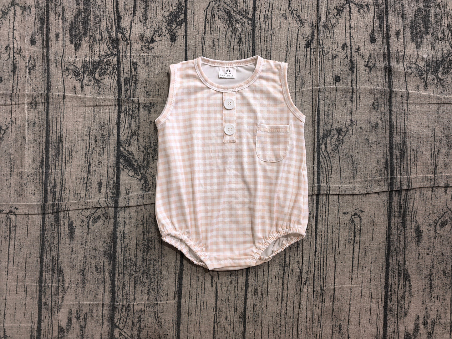 6.10 SR4233 Sample No Moq Baby Kids Sleeveless Light Pink Checked Button Pocket Rompers