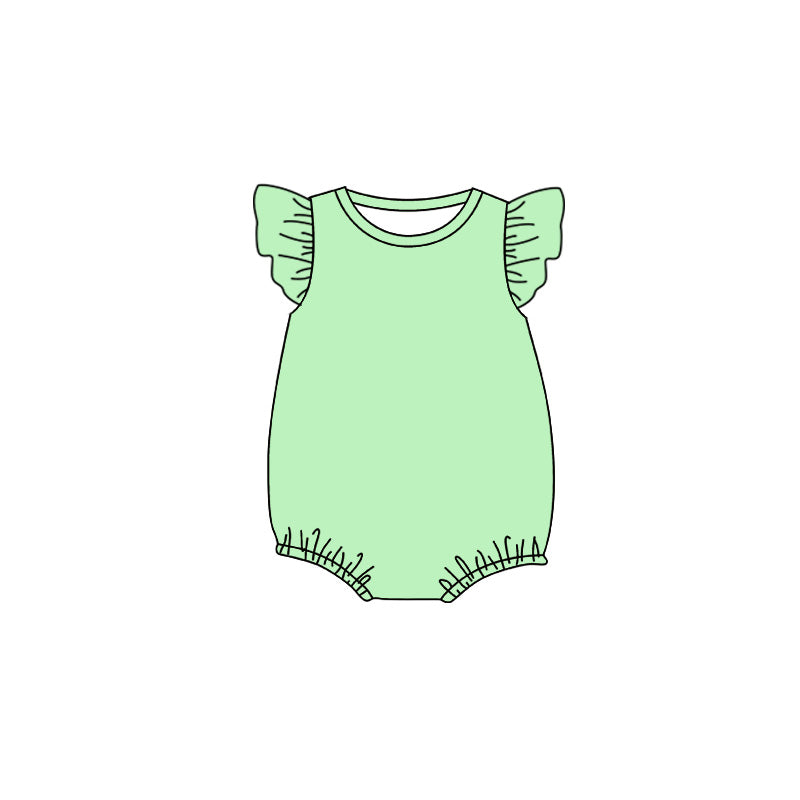 5.6 Pre Order No moq Baby Girls Solid Color Flutter Sleeve Summer Romper