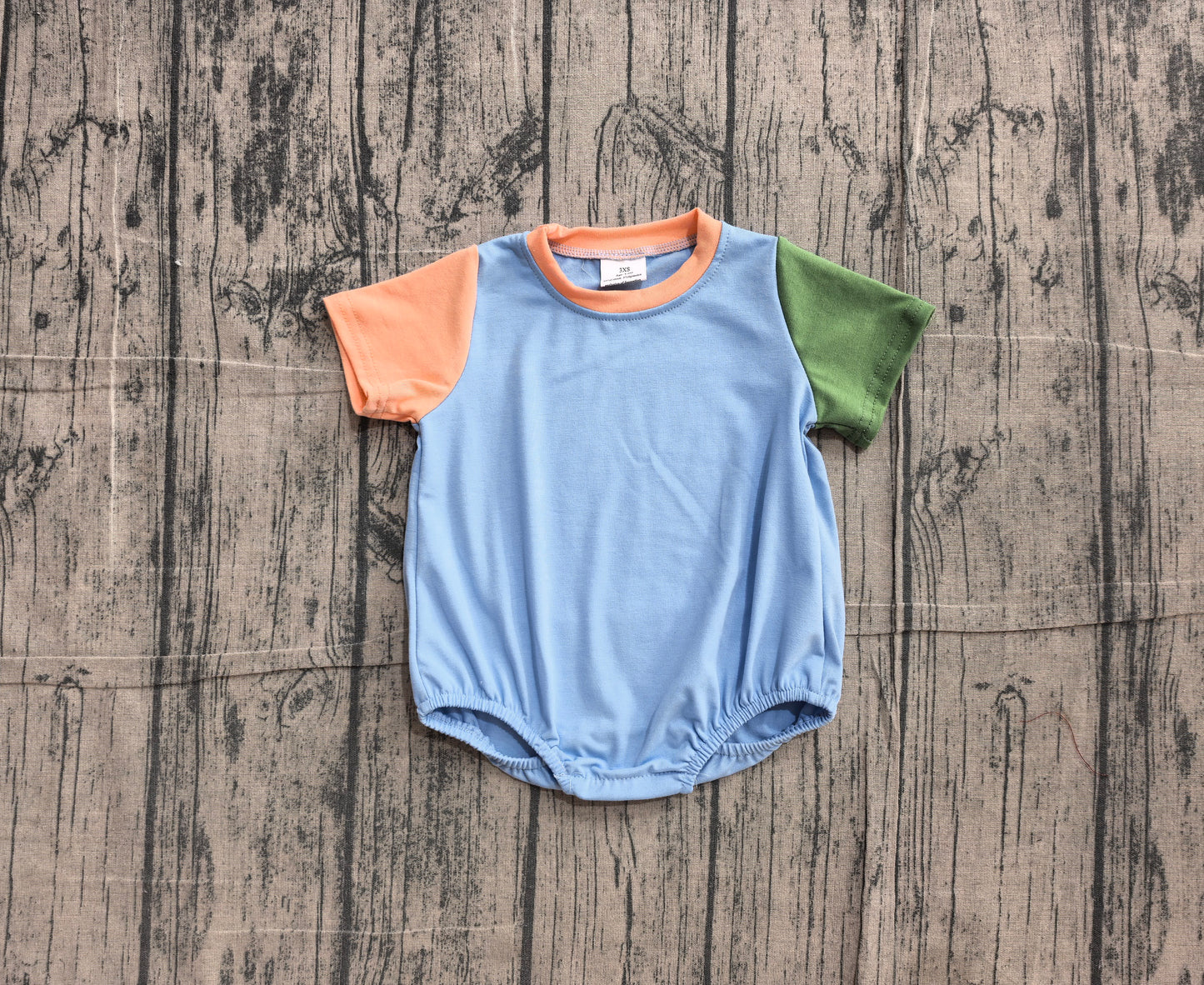 SR4268 Sample No Moq Baby Boys Khaki Patchwork Short Sleeve One Piece Romper