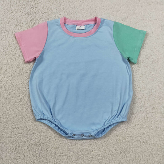 SR4269 RTS NO MOQ （In stock）Baby Boys Khaki Patchwork Short Sleeve One Piece Romper