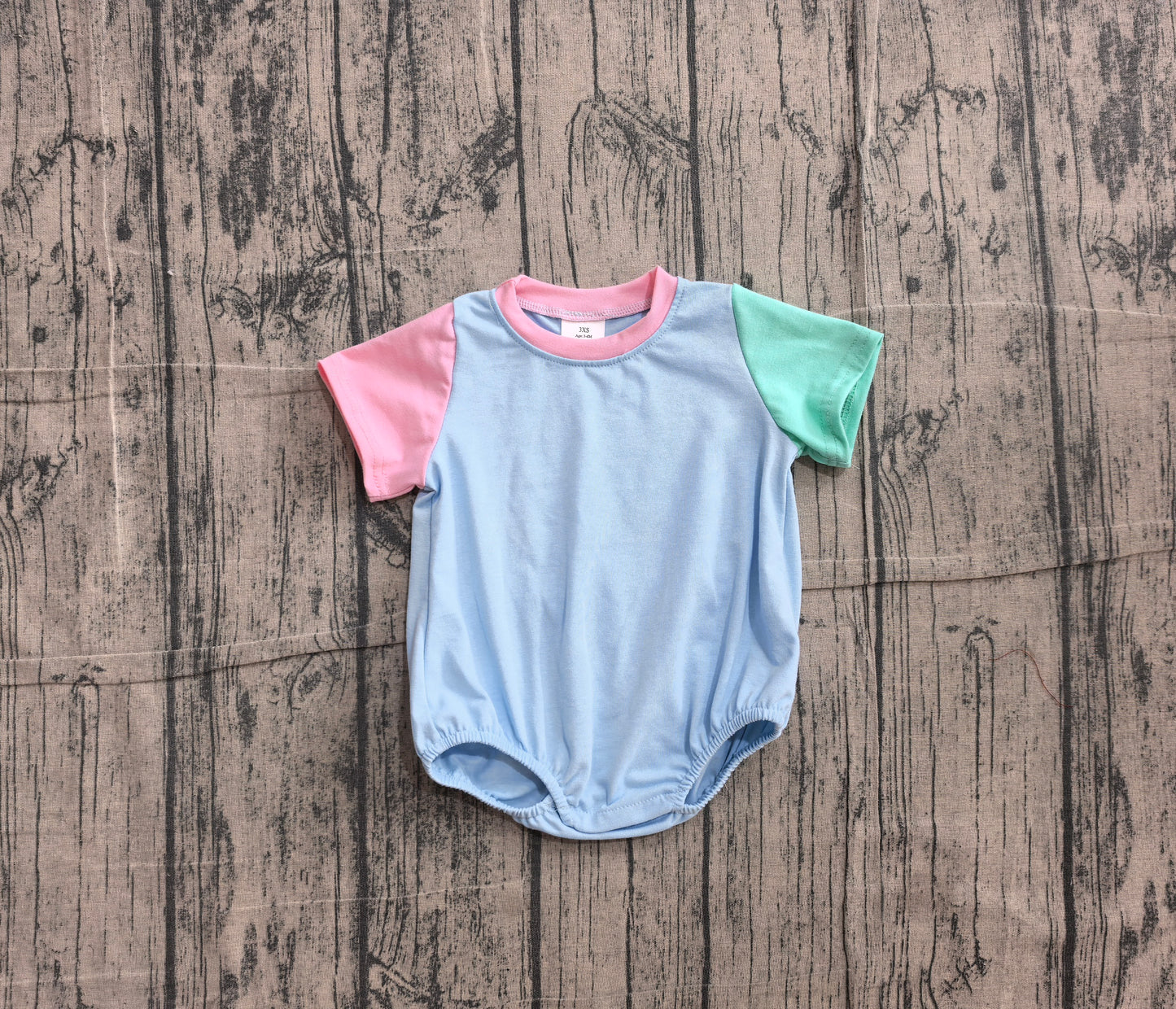 SR4269 Sample No Moq Baby Boys Khaki Patchwork Short Sleeve One Piece Romper