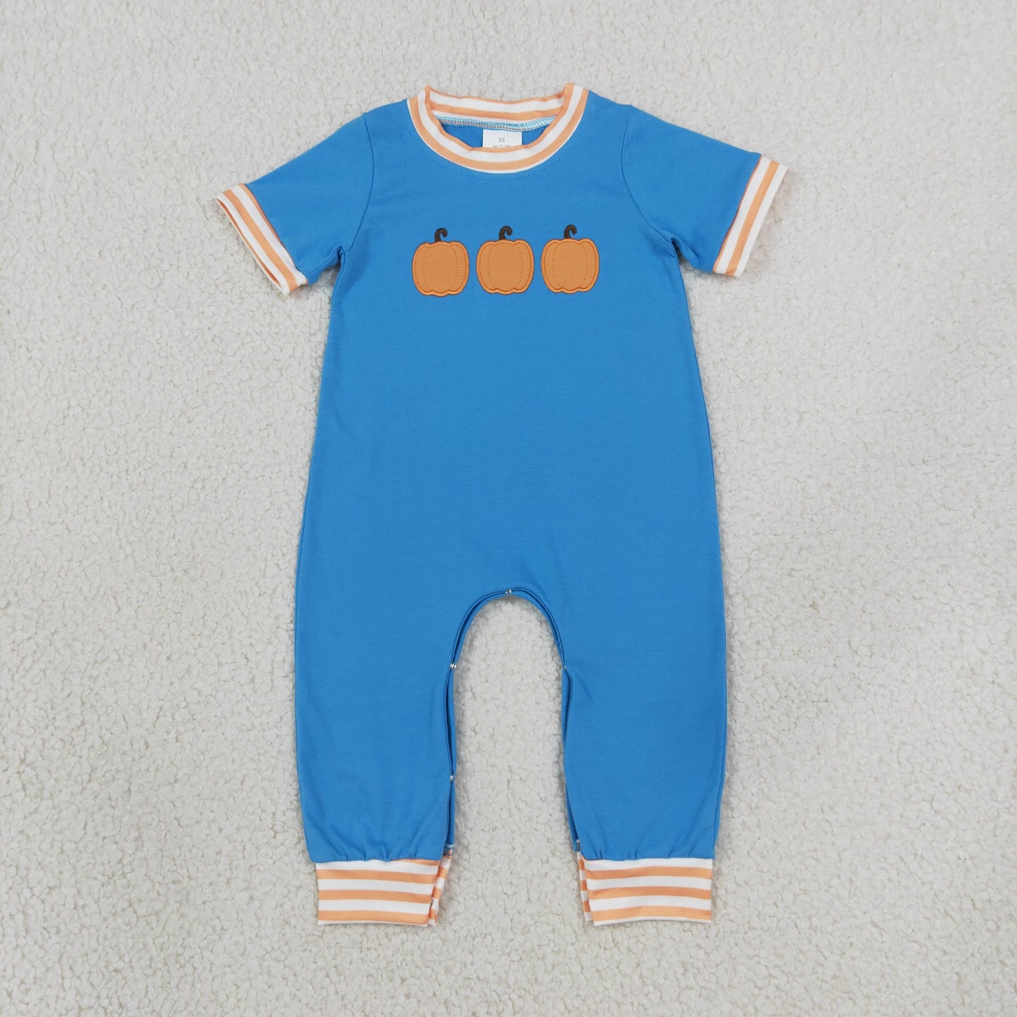 RTS NO MOQ （In stock）milk silk SR4285 Embroidery Pumpkins Baby Boys Short Sleeve Fall Pant Rompers