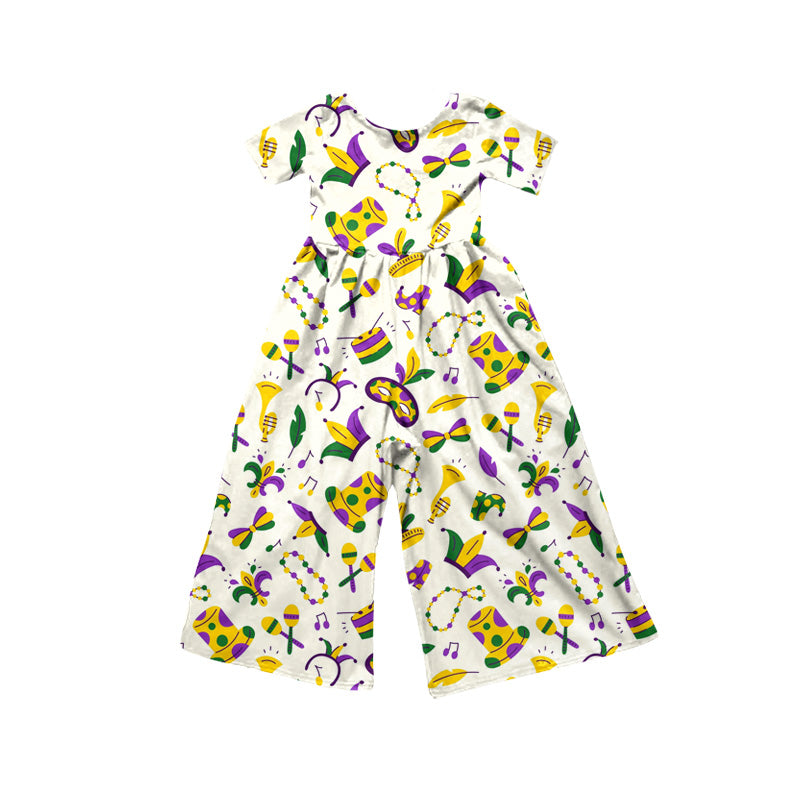(Preorder new) No moq Toddler Girls Short Sleeve Wide Leg Jumpsuit