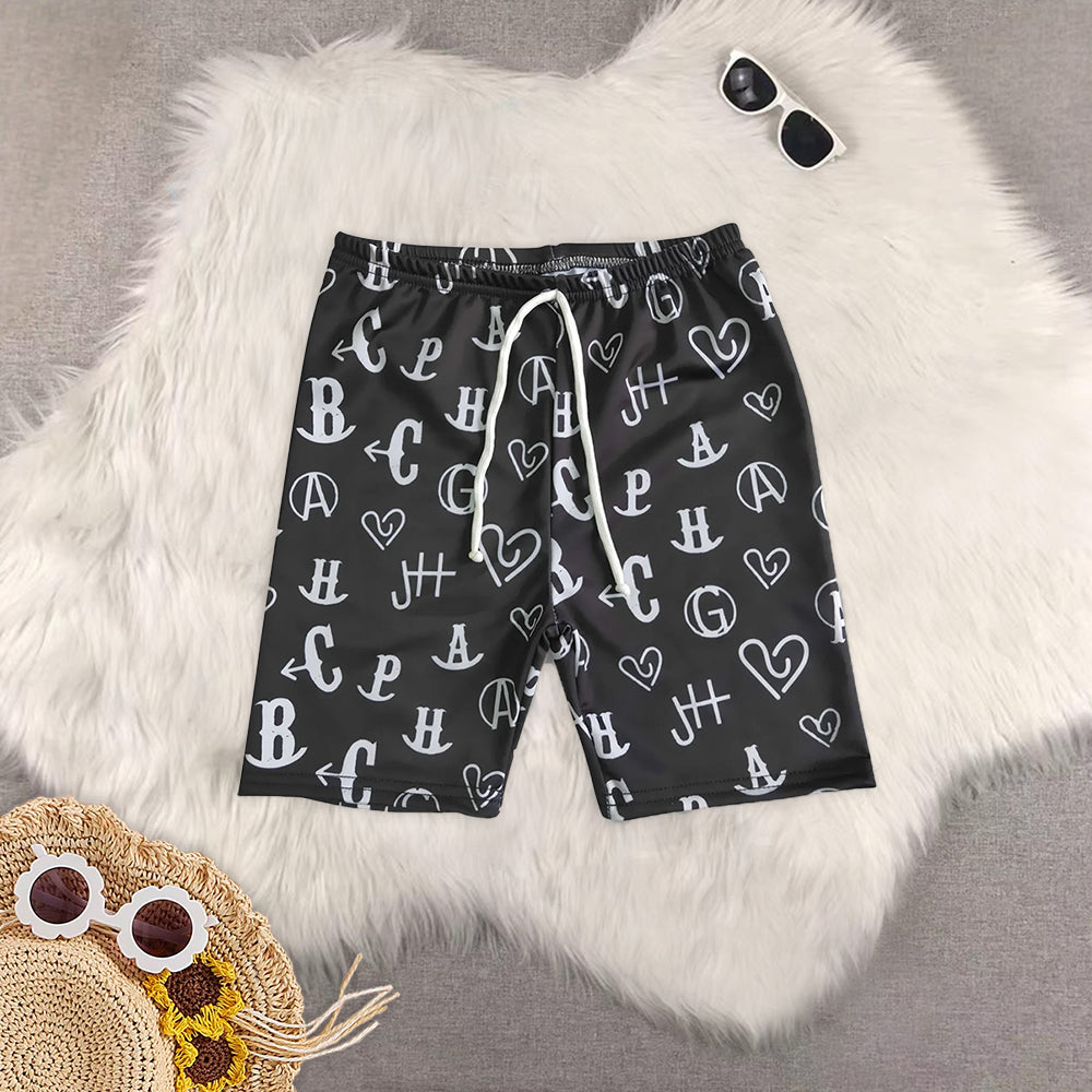 8.14  RTS Sibling Starfish print kids boy summer swimsuit trunks