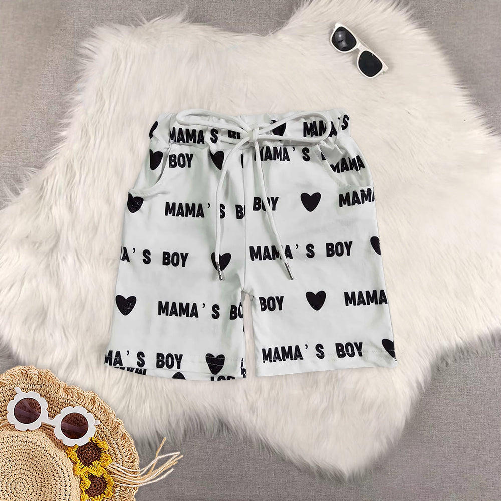8.19 RTS Sibling Baby Boys Summer Shorts MAMA'S boy pocket boy summer shorts