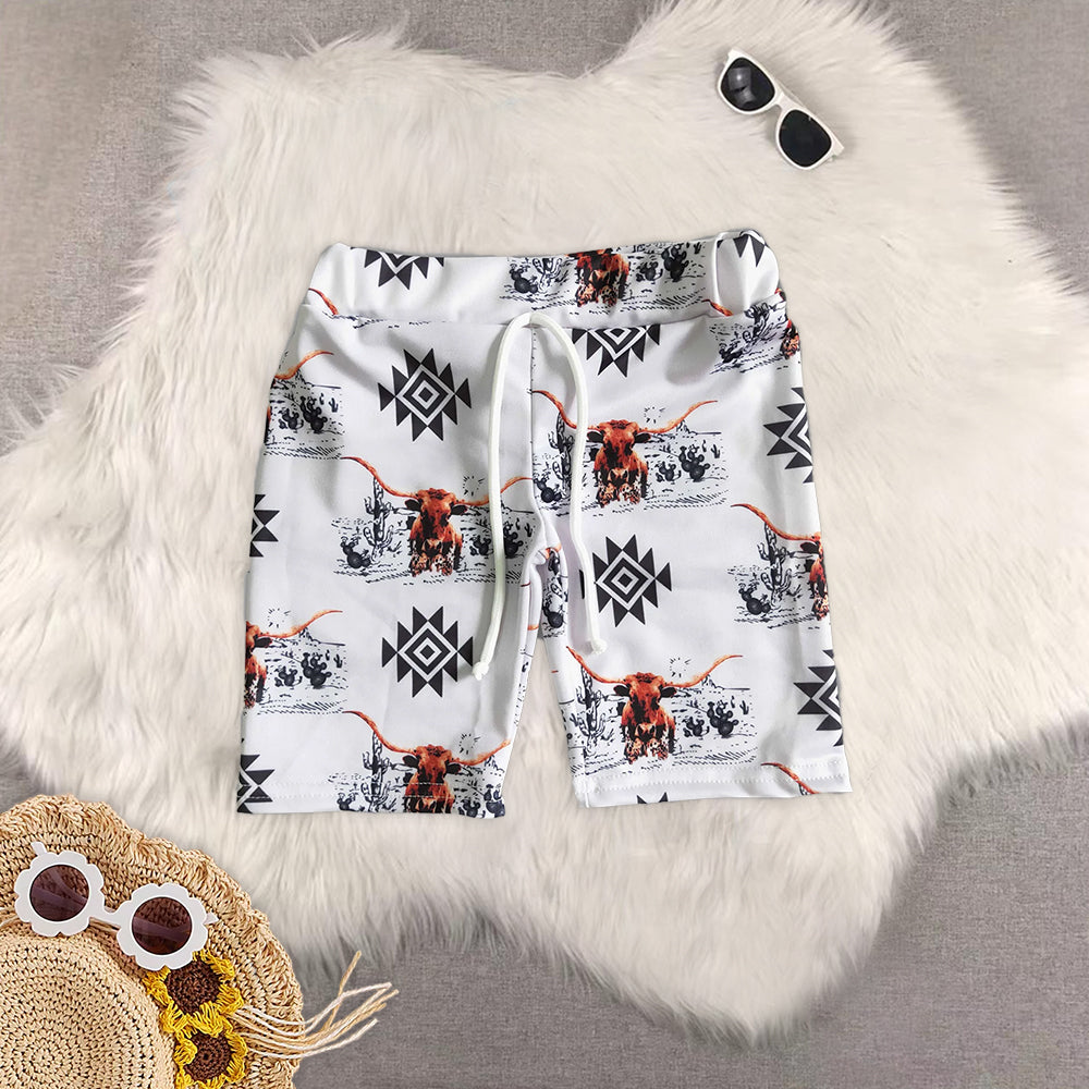 8.14  RTS Sibling Bull skull cactus summer boy swim trunks