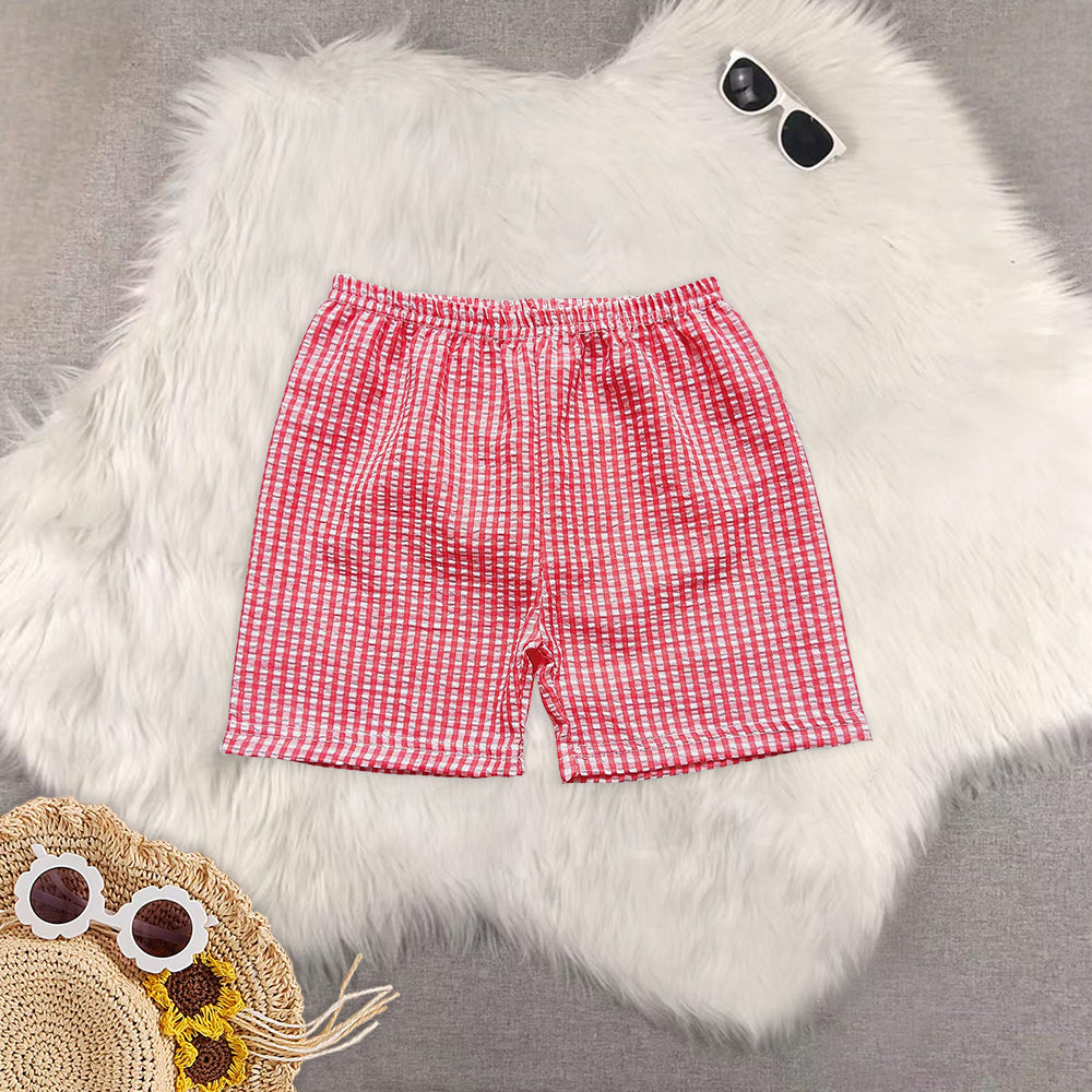 8.14  RTS Sibling Flag embroidery seesucker boy 4th of july shorts