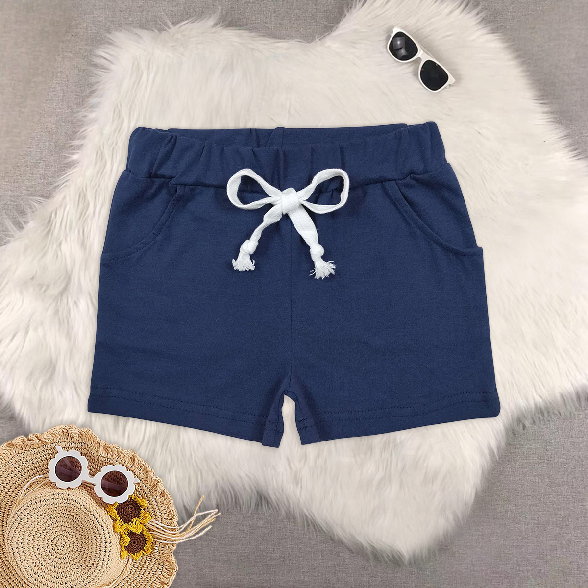 8.19 RTS Sibling Baby Boys Summer Shorts Light grey cotton pocket kids boy summer shorts