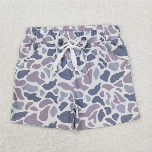 USA Warehouse (IN STOCK)SS0140 Kids Boy Grey Camo Summer Shorts with Pocket - Breathable Lightweight Clothing
