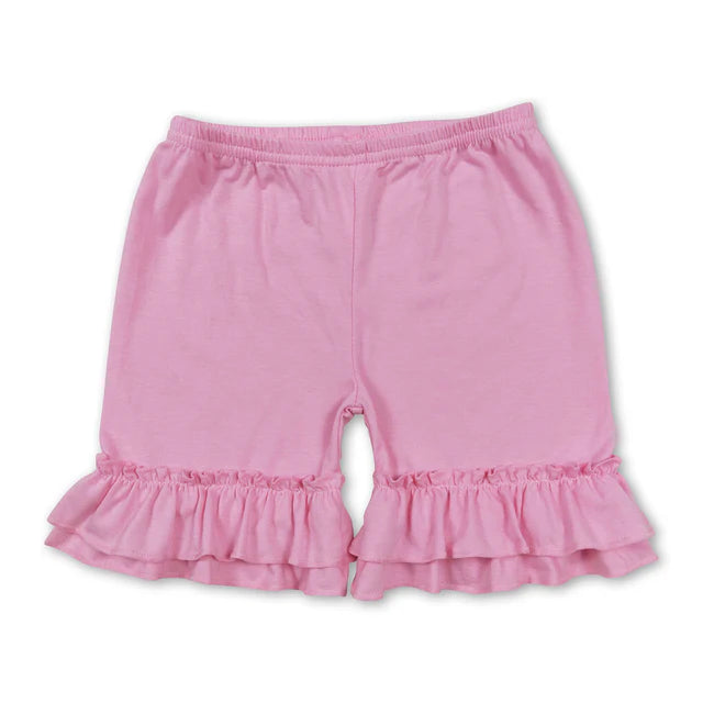 5.26 RTS NO MOQ （In stock）GT0501+SS0181 Pink flutter sleeves cake balloon gift kids girls birthday shirt with Pink ruffle cotton baby girls summer shorts
