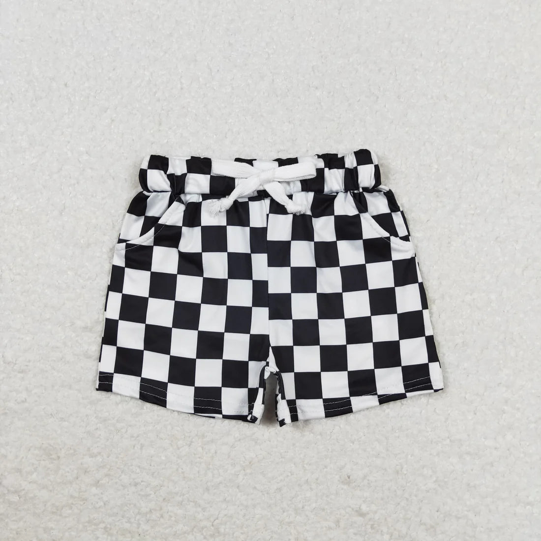 10.4 RTS Sibling Baby Girls Pink Black Plaid Summer Shorts Bottoms