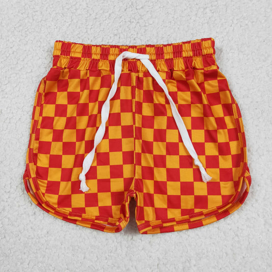 SS0297 RTS NO MOQ （In stock）Orange plaid baby girls summer shorts