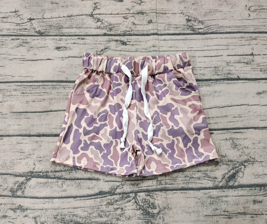 SS0372Khaki Camouflage Baby Kids Hunting Shorts with Pockets Boys Girls Camo Utility Clothing for Little Shooters