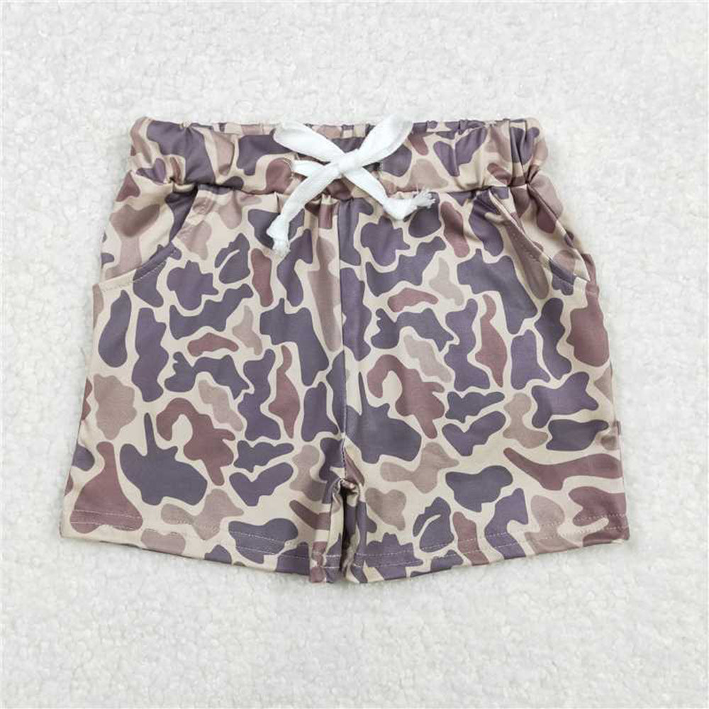 USA Shop (in stock)SS0372Khaki Camouflage Baby Kids Hunting Shorts with Pockets Boys Girls Camo Utility Clothing for Little Shooters