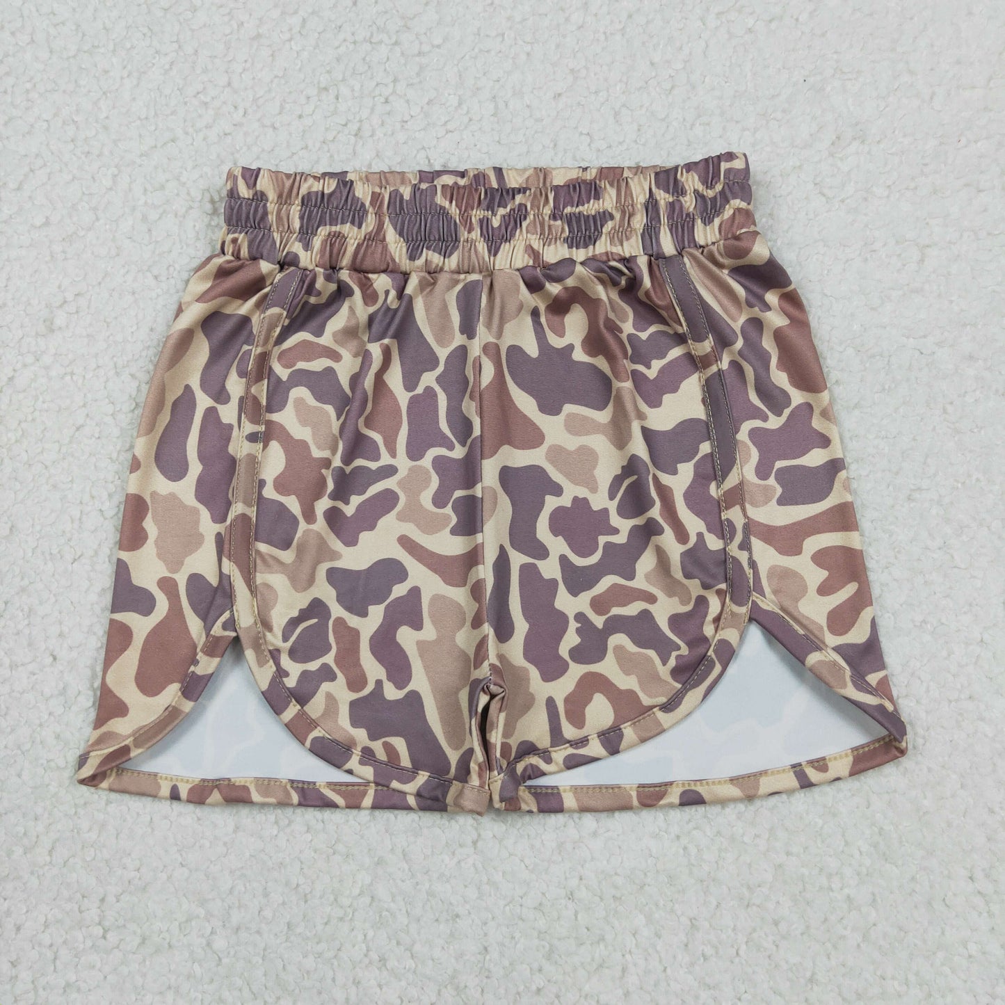 SS0373 RTS NO MOQ （In stock）Khaki camo elastic waist baby girls hunting shorts