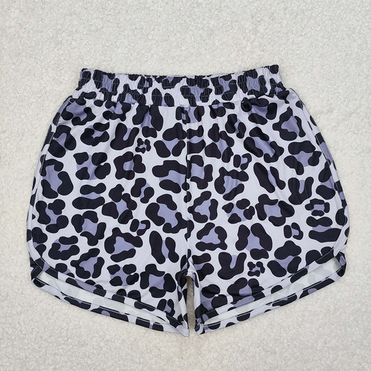 4.24 SS0385 RTS NO MOQ Black leopard elastic waist adult women summer shorts