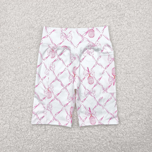 SS0397 RTS NO MOQ Baby Girls Summer Yoga Shorts Baby Girls Pink Tennis Bows Yoga Biking Shorts Preorder