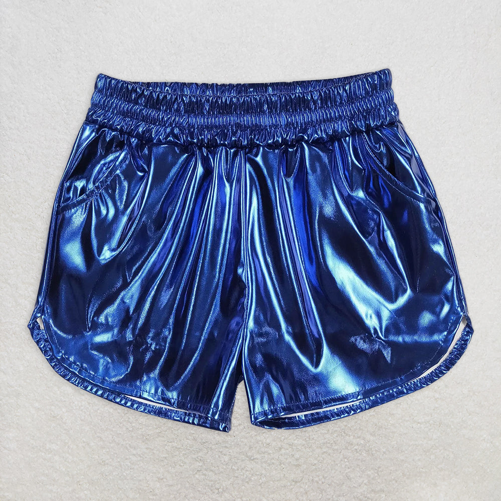 USA Shop (in stock)SS0409RTS NO MOQ Baby Girls Summer Shorts Blue elastic waist kids girls summer shorts