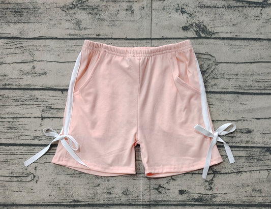 SS0425Pink white bow pocket baby girls summer shorts