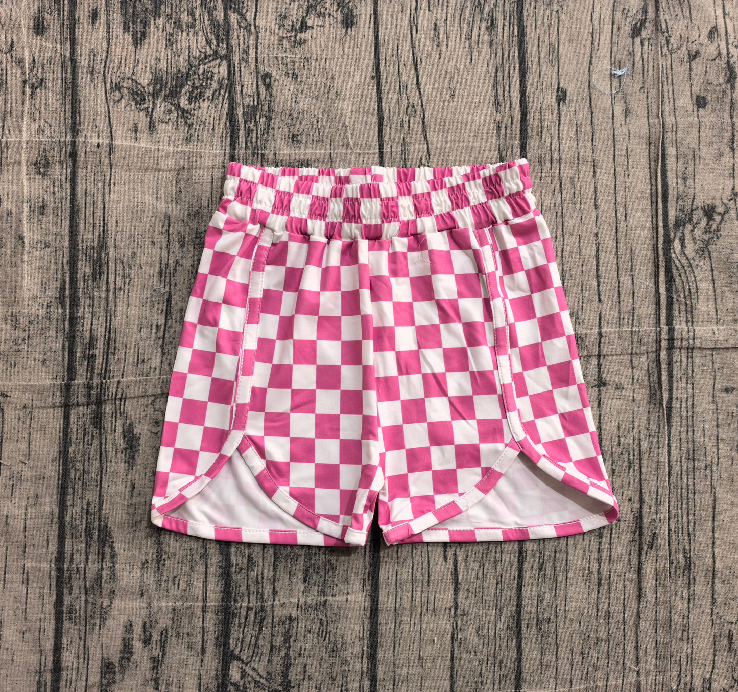 4.8 SS0431 Sample No Moq Baby Girls Pink Checkered Shorts Bottoms