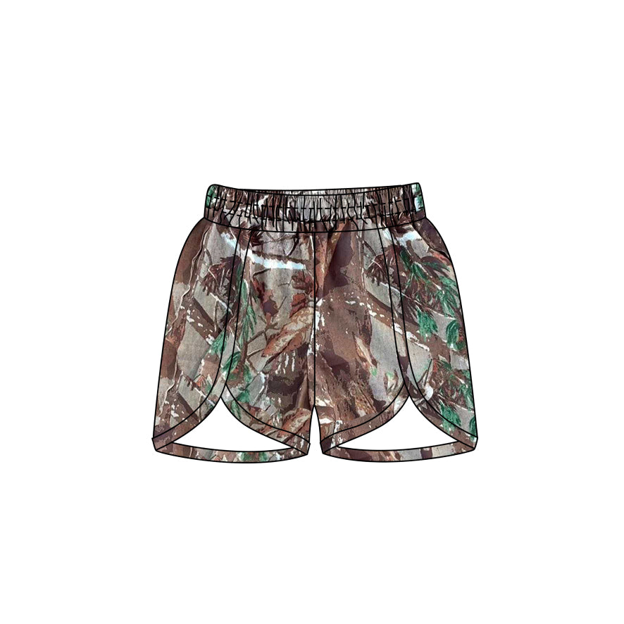Green leaves camo adult women summer shorts