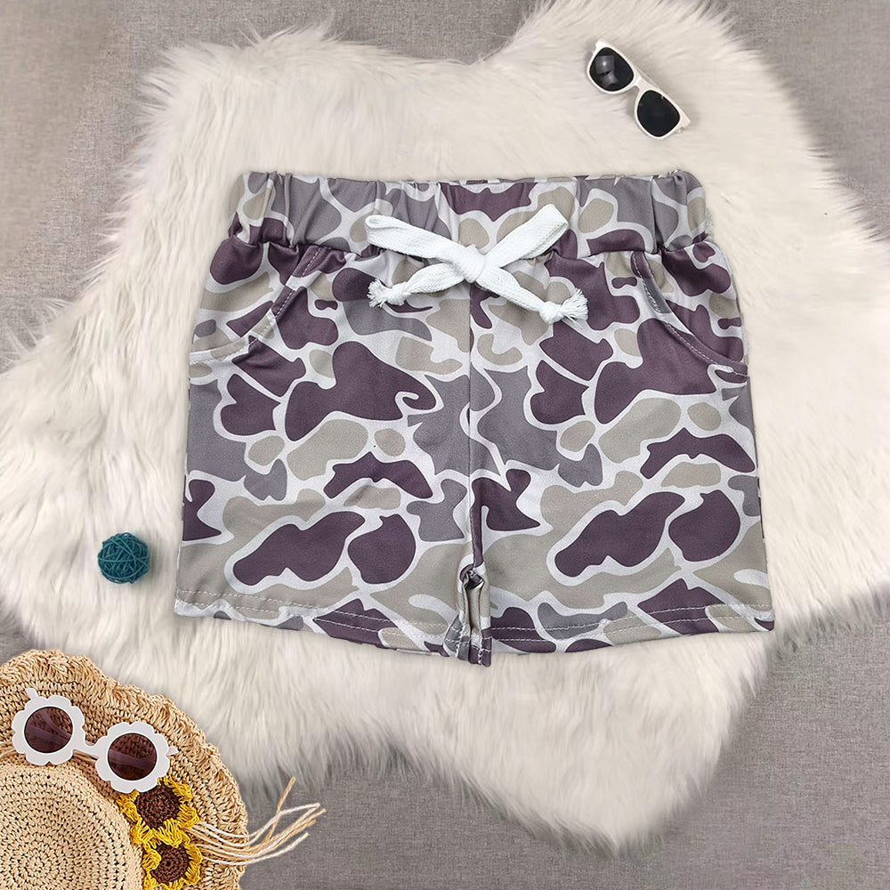 8.19 RTS Sibling Baby Boys Summer Shorts Purple yellow green camo kids boys Mardi Gras shorts