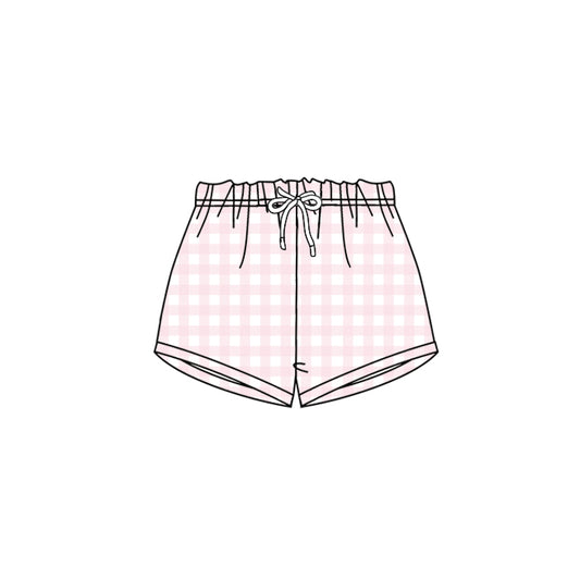 SS0456Kids Girls Pink Plaid Shorts Summer Bottoms Children's Fashion Clothing Girls' Outfits Summer Collection Pink Plaid Shorts