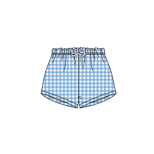 SS0457Light blue plaid summer bottoms kids boys shorts