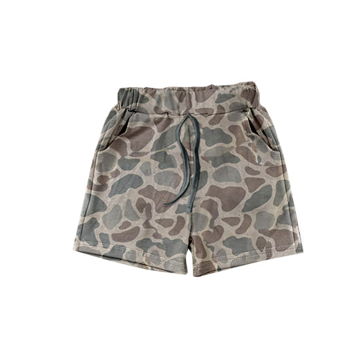 SS0459Toddler Boys Camouflage Summer Shorts with Pockets Bottom Flat Front Easy Wear Pull on Kids Pants Green/Tan/Black
