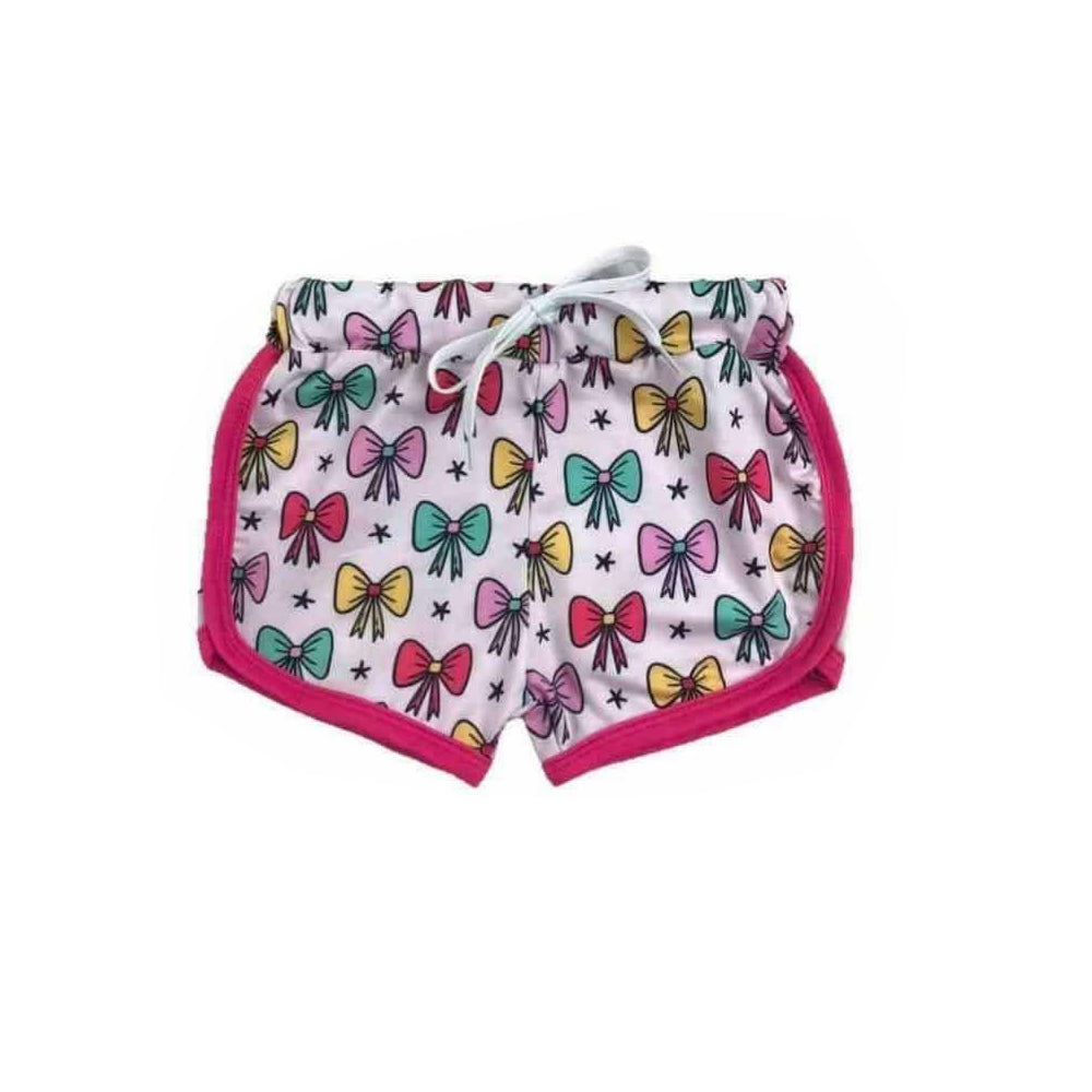 SS0461Kids Girls Hot Pink Princess Colorful Bow Summer Shorts Children's Fashionable Elastic Waist Casual Pants for Girls