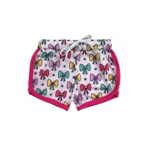 SS0461Kids Girls Hot Pink Princess Colorful Bow Summer Shorts Children's Fashionable Elastic Waist Casual Pants for Girls