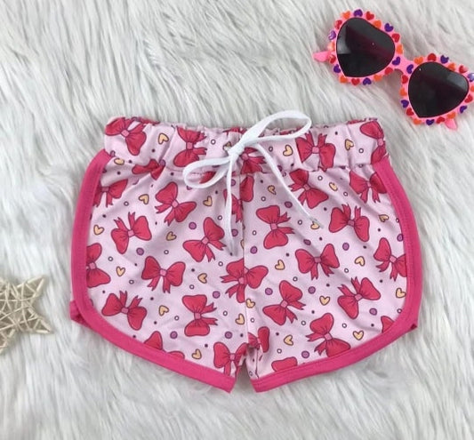 SS0462Kids Girls Pink Princess Bow Summer Shorts Cute Children's Clothing Feminine Touch for Little Princesses