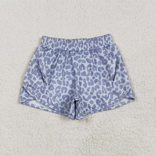 5.01 SS0464RTS NO MOQ Baby Girls Summer Shorts Grey leopard kids girls summer shorts