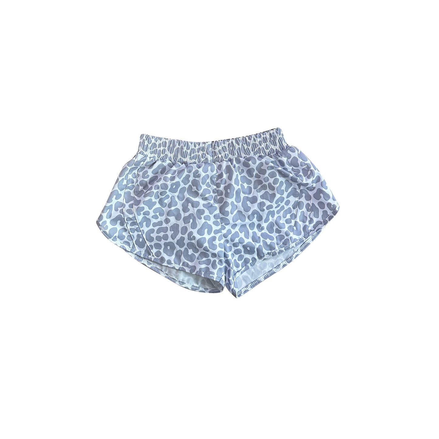 Grey Leopard Print Women's Summer Shorts Adult Animal Patterned Casual Loose Fit High Waist Trousers