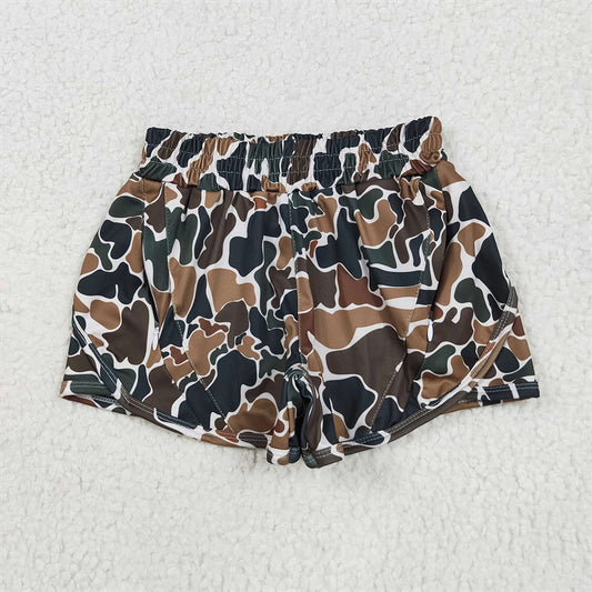 5.01 SS0465 RTS NO MOQ Baby Girls Summer Shorts Dark brown camo kids girls summer shorts
